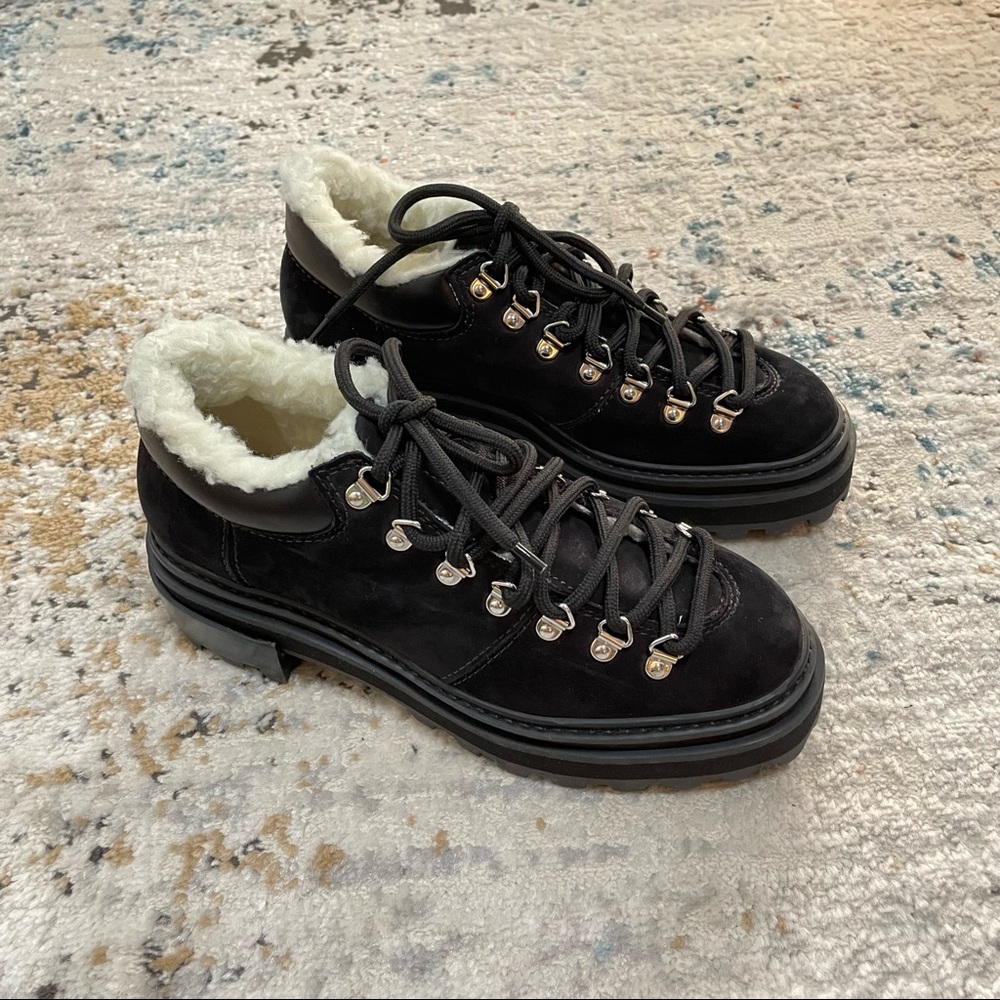 Schutz black Lucille shearling ankle boots